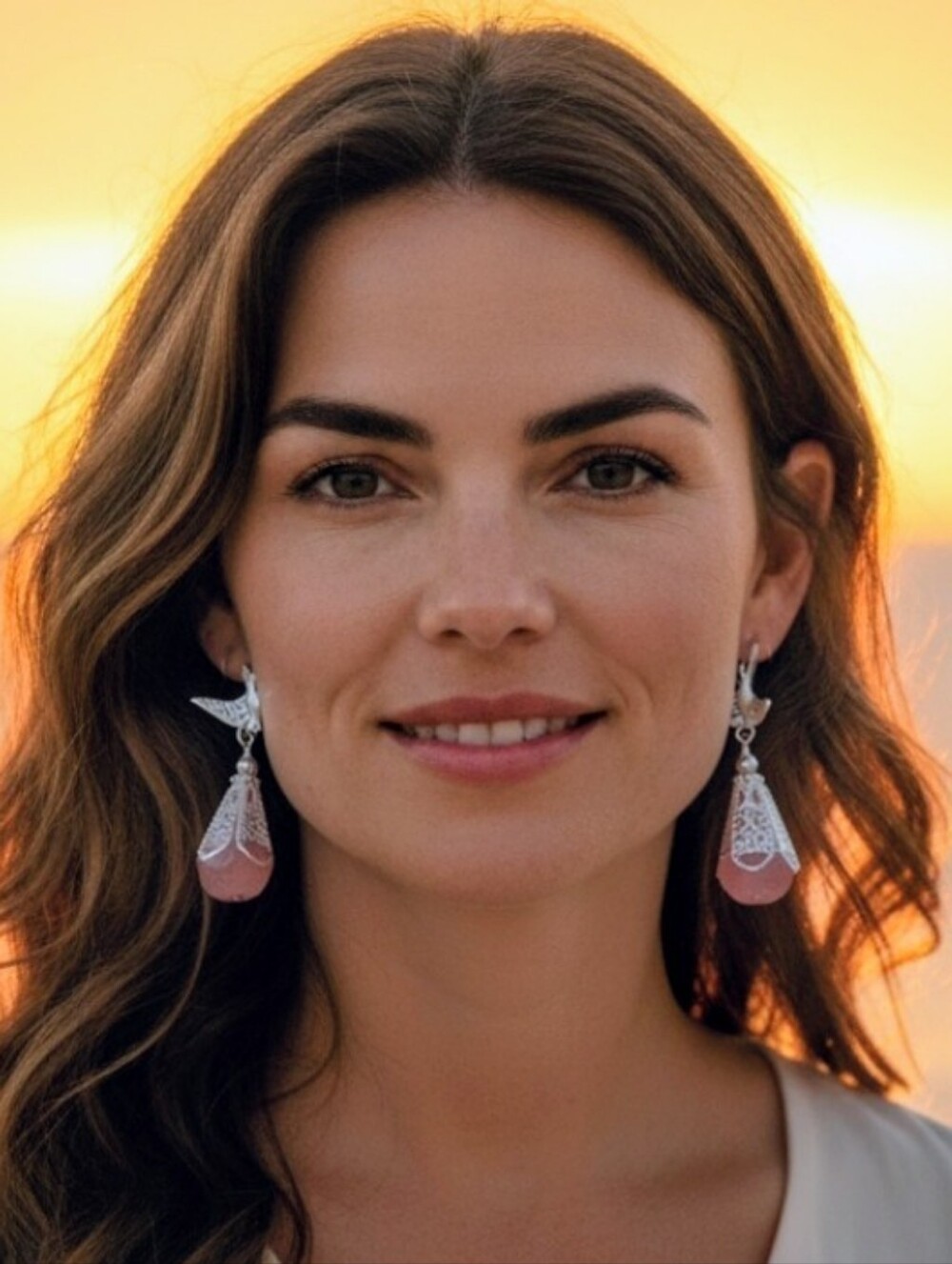Romantic Silver Filigree Cherry Quartz Teardrop Earrings